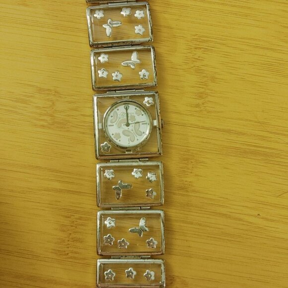 Brighton Watch Gainesville  Silver Floral Butterfly Flower Quartz Movement - Picture 6 of 7